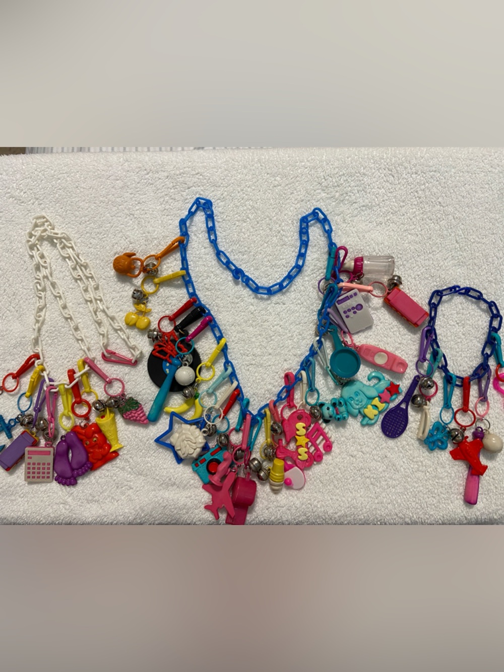 Vintage 1990s plastic Multi-Color toy Charm Necklace bracelet